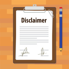 disclaimer document paper legal agreement signed