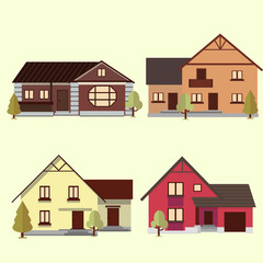 A set of houses to create a cityscape design. Vector illustratio
