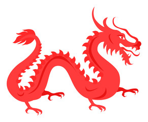 Isolated Red Dragon on White. Chinese Symbol.