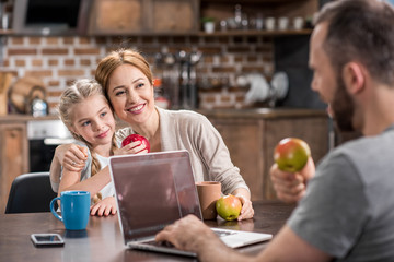 Young family in kitchen