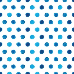 Keuken foto achterwand Polka dot Aquarel blauwe polka dot naadloze patroon