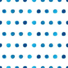 Papier Peint photo autocollant Polka dot Modèle sans couture aquarelle à pois bleu