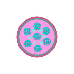 Pizza with salami.Vector illustration. simple pizza icon top view