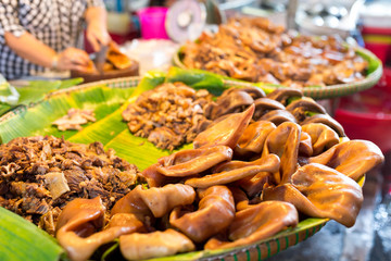 Cooked pork selling in wet market