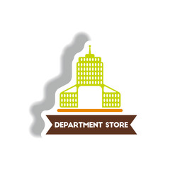 stylish icon in paper sticker style building Department Store