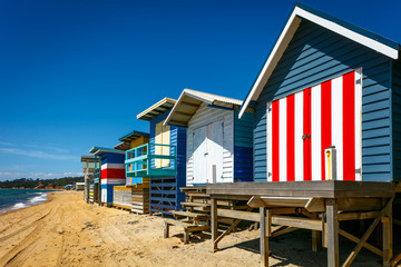 Colorful Beach huts, Mornington Peninsula, Australia