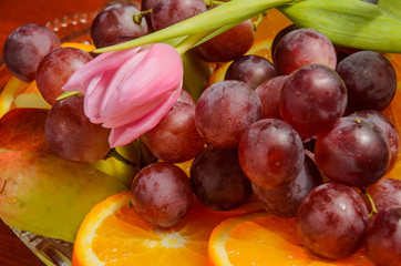 fruits and tulips