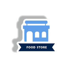 Fototapeta na wymiar stylish icon in paper sticker style building grocery store