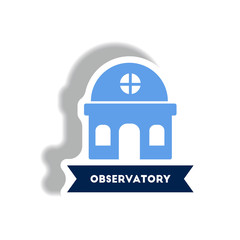 Obraz premium stylish icon in paper sticker style building observatory
