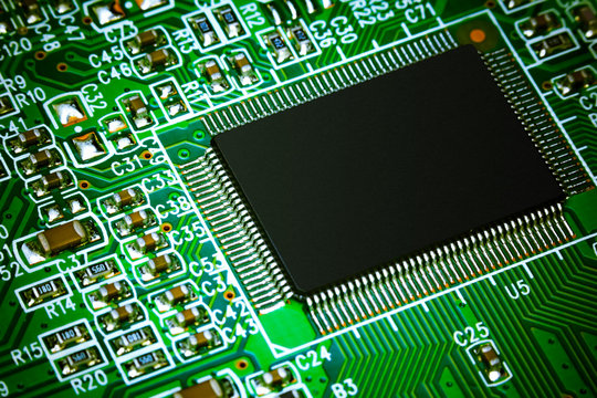 The electronic board with microcircuits