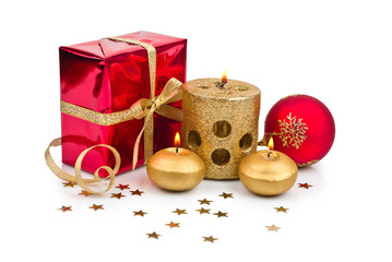 Christmas decoration with golden candles