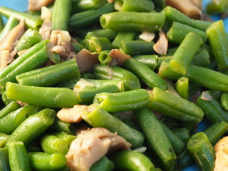 Chicken steak with beans