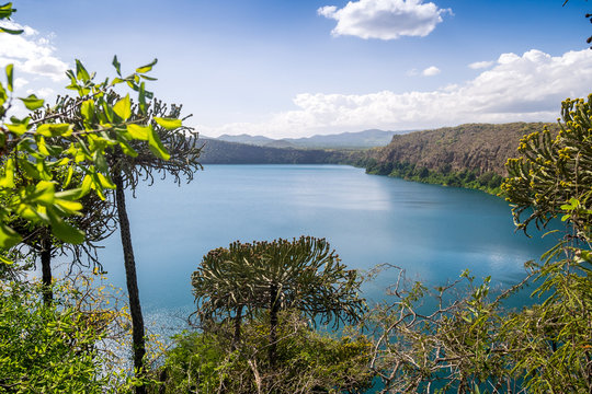 Chala Lake on the border of Kenya and Tanzania, Africa.