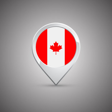 round location pin with flag of canada