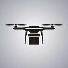 Package Delivery Drone. Concept illustration of a drone carrying a package. - obrazy, fototapety, plakaty