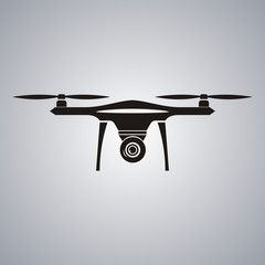 drone with action camera front view vector isolated sign - obrazy, fototapety, plakaty
