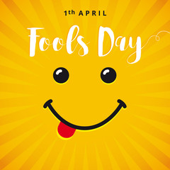 April Fools Day smile banner. April Fools Day text and vector illustration of a smiling face. 1 April Fool's Day