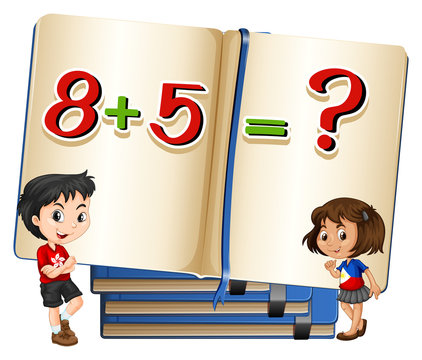 Kids and math problem in book