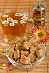 Cane brown sugar and herbal tea