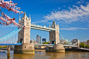 Obraz premium Tower Bridge na wiosnę, Londyn