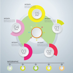 Infographic circle with 5 options. Round chart for business infographics.