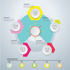 Infographic circle with 5 options. Round chart for business infographics.