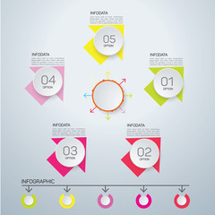 Infographic circle with 5 options. Round chart for business infographics.