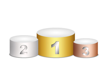 Winner podium on white background, 3d illustration