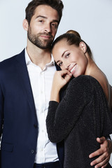 Passionate couple posing for camera, portrait