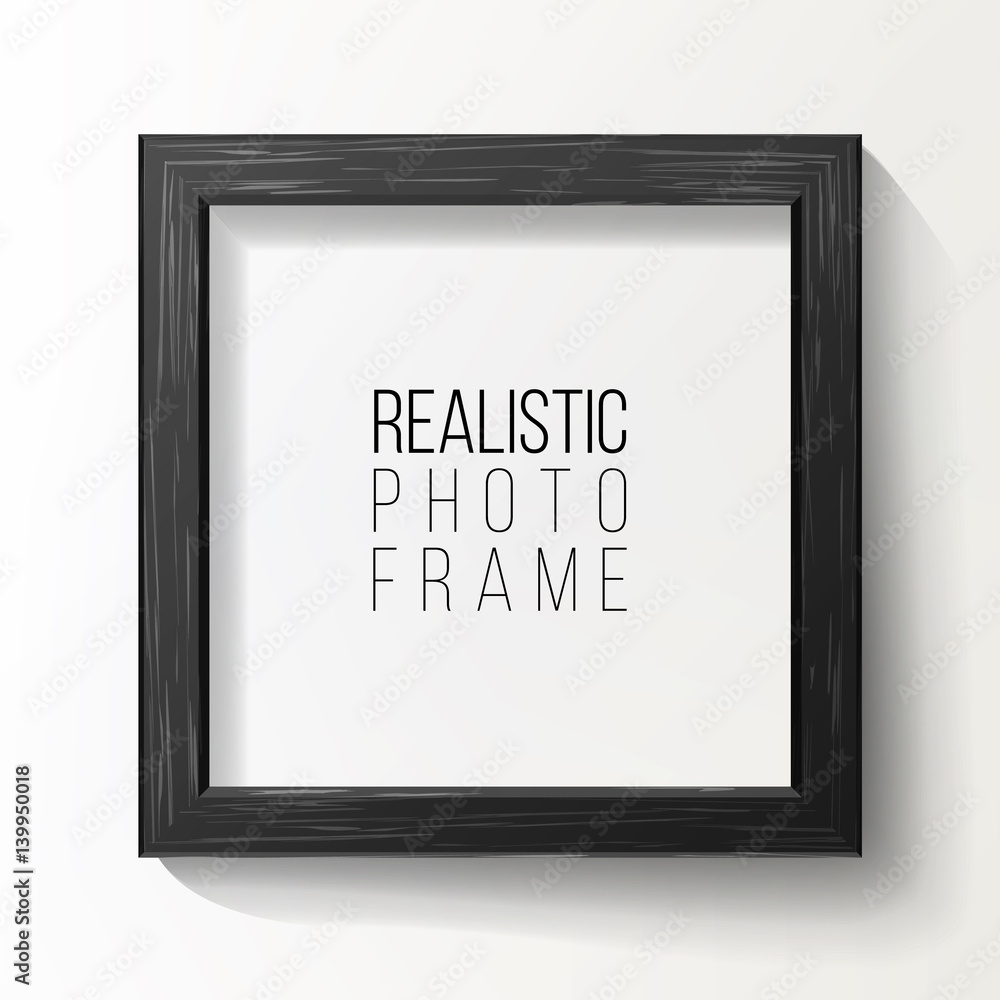 Poster realistic photo frame vector. on white wall from the front with soft shadow. good for your presentat