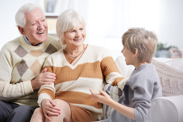 Senior couple and small boy