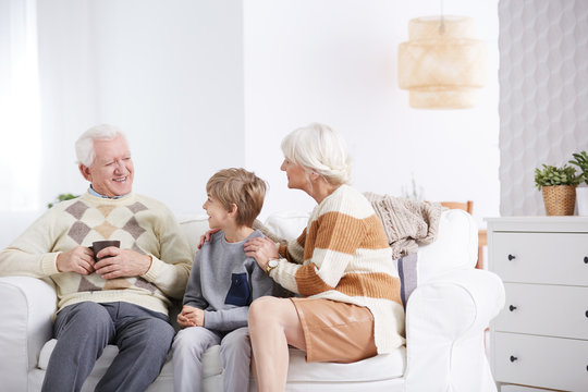 Boy spending time with grandparents