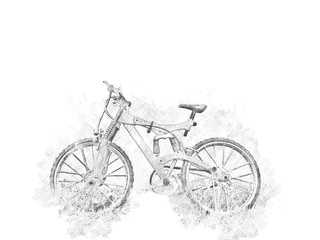 Abstract bicycle isolated on watercolor background.