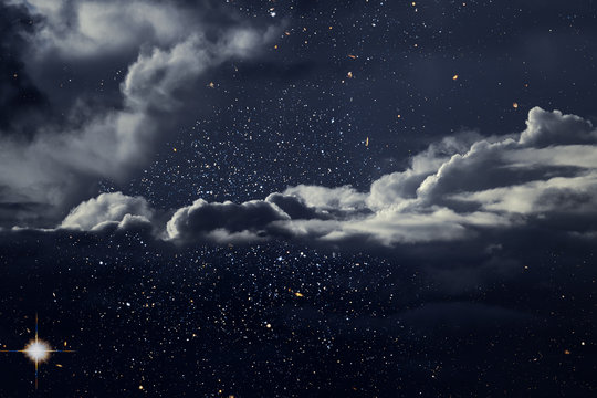 Starry night with clouds