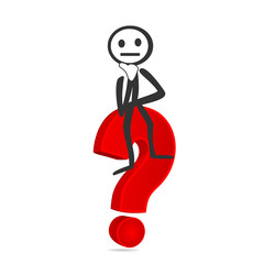 question mark with sited draw person