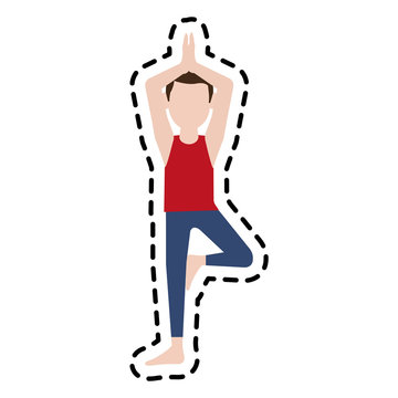 man doing yoga yogi icon image vector illustration design 