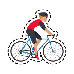 Obraz premium cyclist riding bike or bicycle icon image vector illustration design 