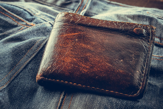 wallet and jean with filter effect retro vintage style