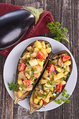 stuffed aubergine with vegetables