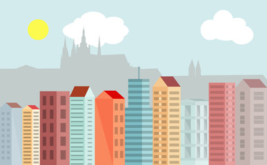 Obraz premium simple city of Prague illustration silhouette