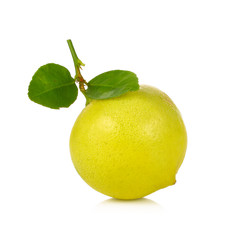 Lemon with leaf isolated on white