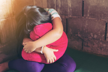 Stop abusing boy violence. child bondage in angle image blur , Human Rights Day concept.