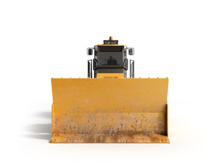 Yellow Bulldozer front 3d render on white © nosorogua