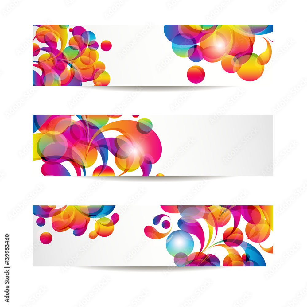 Wall mural abstract web banners with colorful arc-drop for your www design