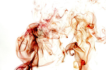 colored smoke composition photograph on white background