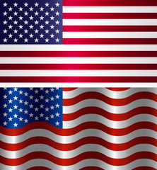 Image of American Flag, Symbol USA on a White Background, Stars and Stripes Illustration.