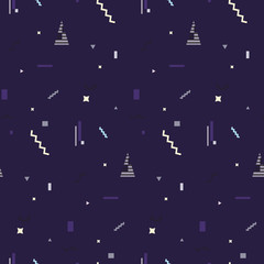 Memphis seamless pattern 80's-90's styles. Trendy . Colorful geometric background, different shapes. Vector Illustration