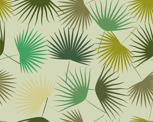Fototapeta premium Tropical palm leaves, jungle leaves seamless vector floral pattern background