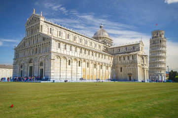 Fototapeta premium Piazza dei miracoli, with the Basilica and the leaning tower. Pisa, Italy.