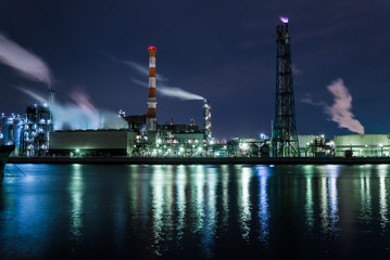 Naklejka premium Kawasaki factory night view - 川崎の工場夜景１